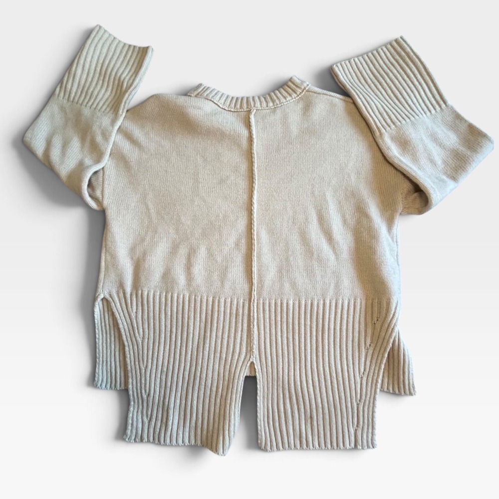 New In Cream Layered Split Hem Ribbed Knit Sweater 12W2761N Small - Picture 4 of 8